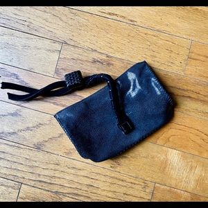 Vtg Malo leather clutch purse bag patent stitch